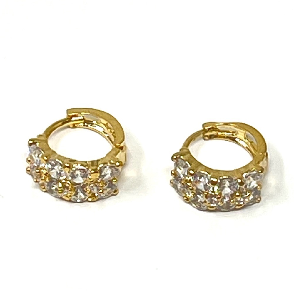 New Anthropologie Crystal Huggie Hoop Earrings Gold